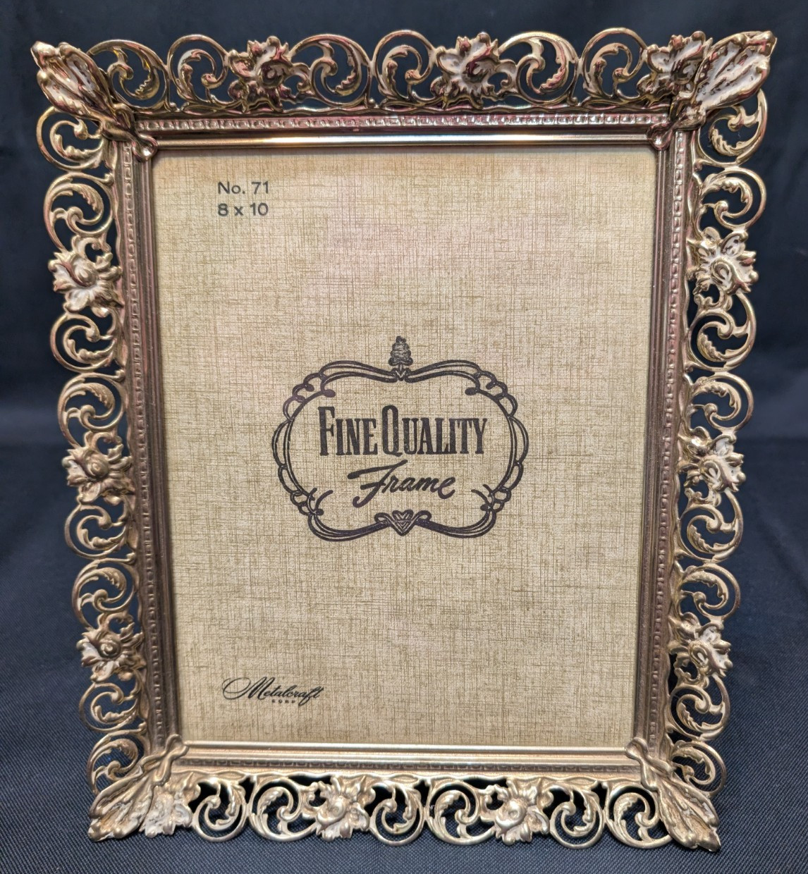 Vintage Metalcraft Metal Picture Frame Ornate Filigree 8 x 10" Hollywood Regency Vintage Metalcraft Metal Picture Frame Ornate Filigree 8 x 10" Hollywood Regency