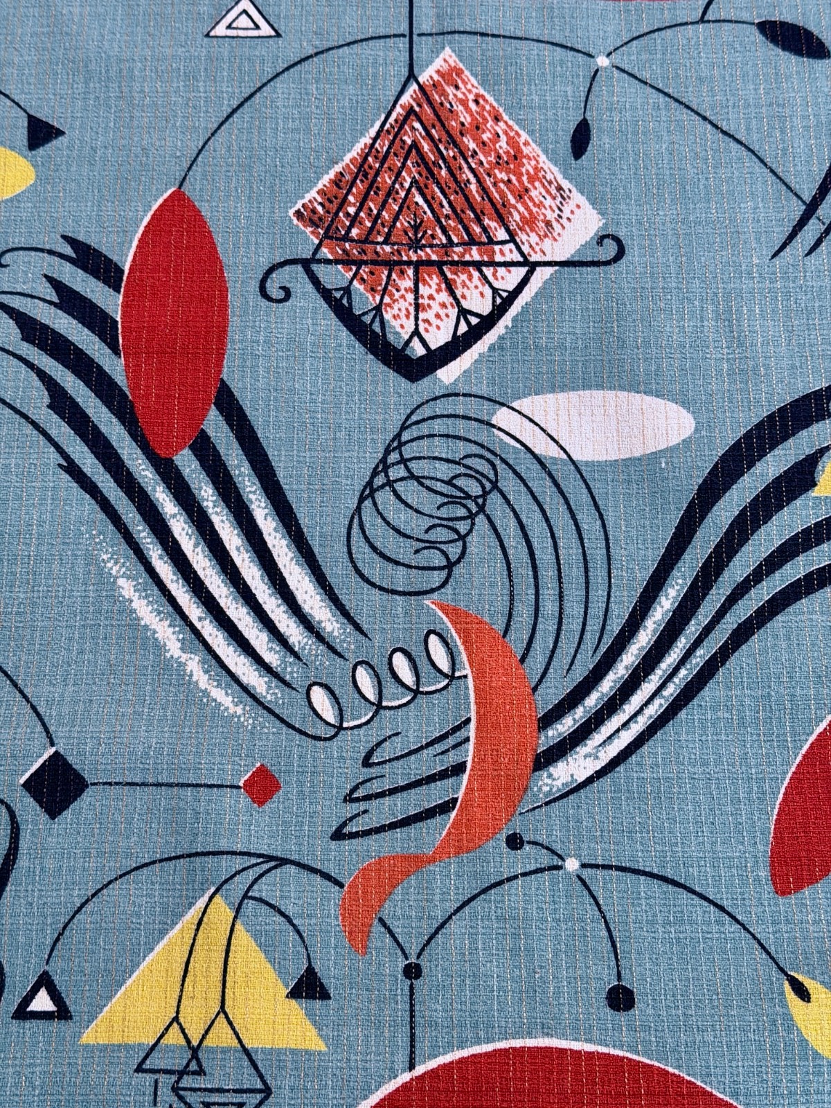 1950’s Phoenix of ATOMIC Kineticism Lurex Mid Century Barkcloth Vintage Fabric 1950’s Phoenix of ATOMIC Kineticism Lurex Mid Century Barkcloth Vintage Fabric