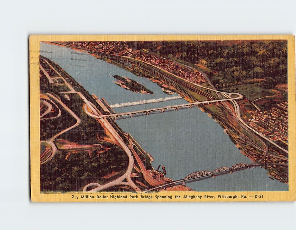 Postcard Million Dollar Highland Park Bridge Pittsburgh Pennsylvania USA