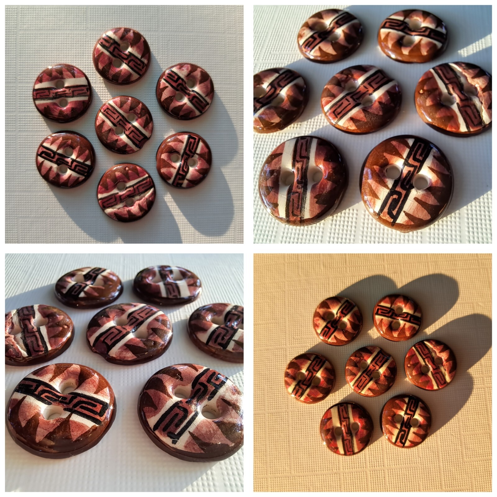 Lot 7 pcs Vintage Handpainted Ceramic Buttons 2 holes 18mm Greece Pattern Craft Lot 7 pcs Vintage Handpainted Ceramic Buttons 2 holes 18mm Greece Pattern Craft