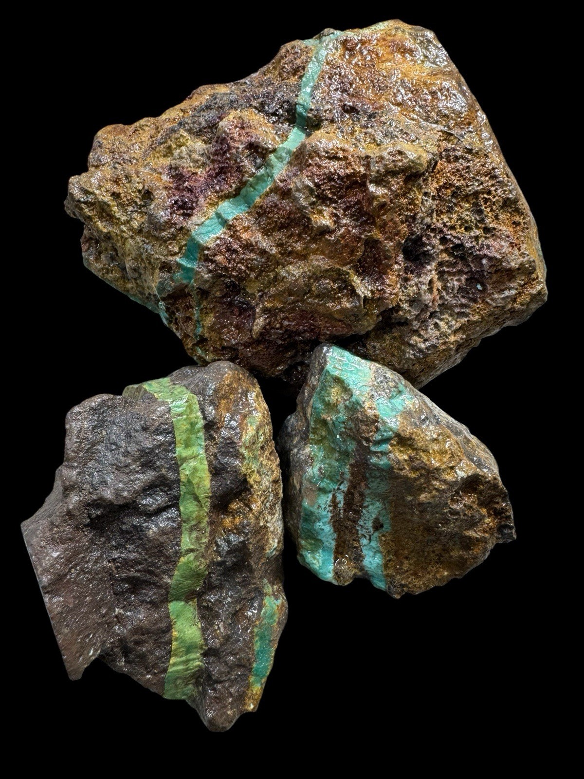 Stabilized Ribbon Turquoise Rough, Multi Color Host Rock  635 Grams