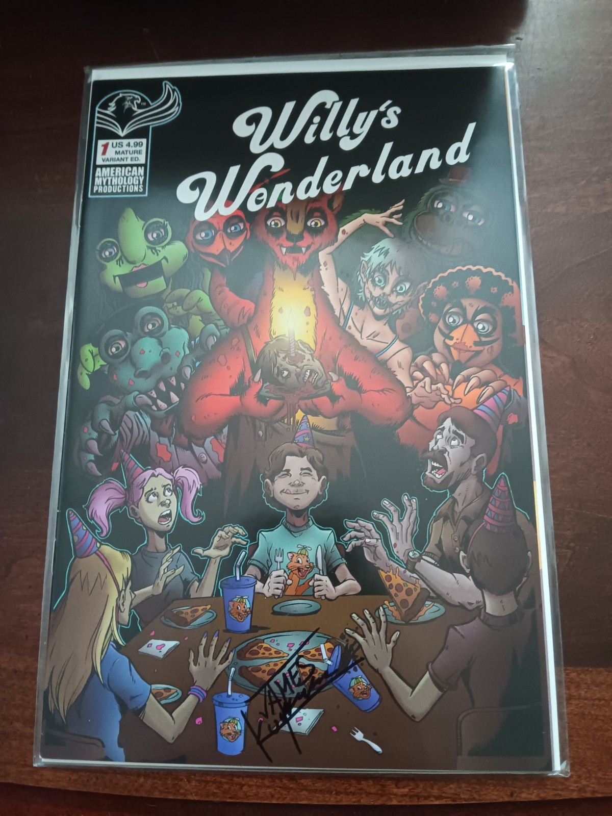 WILLY'S WONDERLAND PREQUEL #1 SIGNED JAMES KUHORIC COVER B CALZADA AMP 2021 WILLY'S WONDERLAND PREQUEL #1 SIGNED JAMES KUHORIC COVER B CALZADA AMP 2021