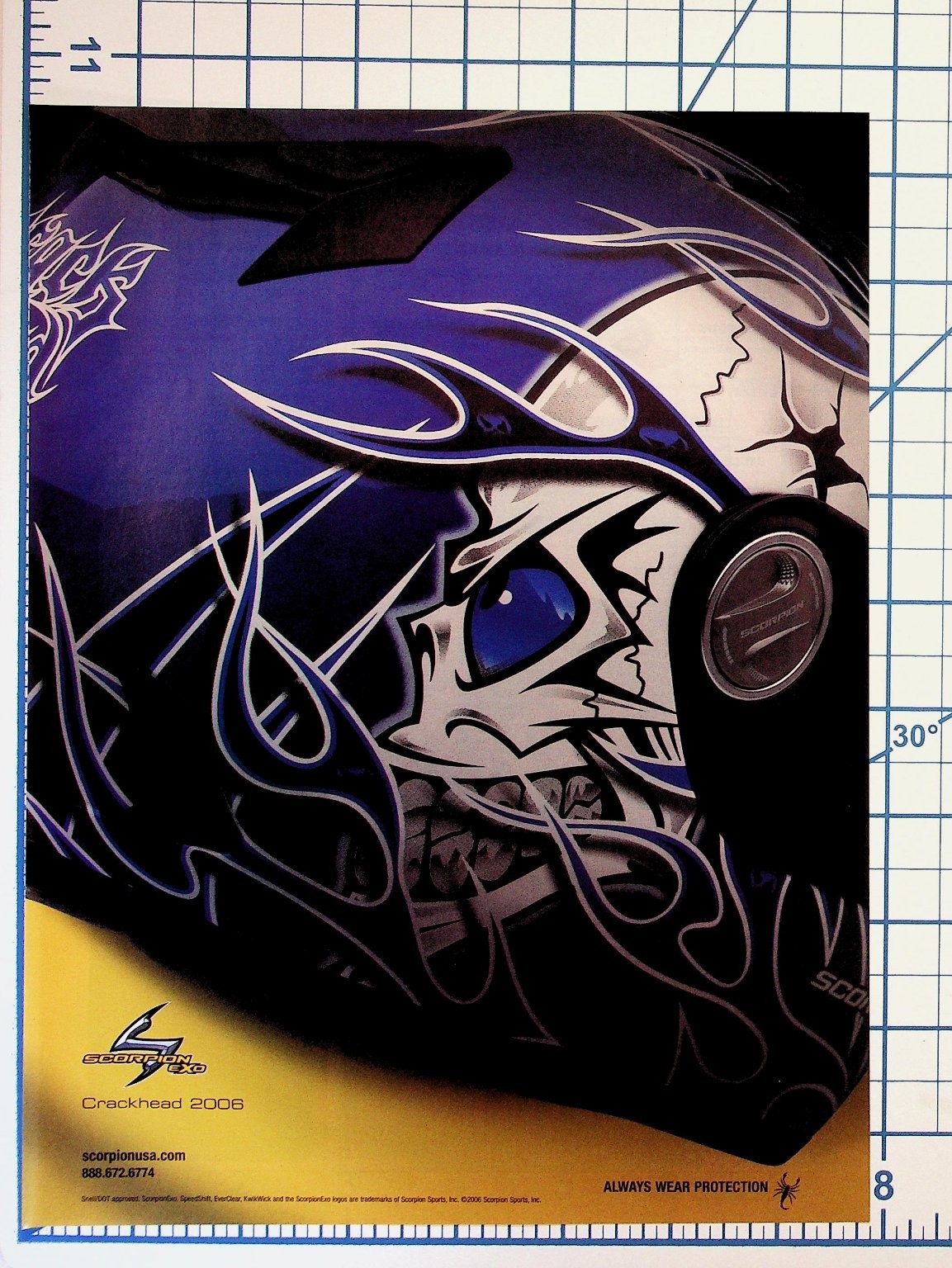 2006 Scorpion EXO Crackhead Motorcycle Helmet Print Ad Ephemera