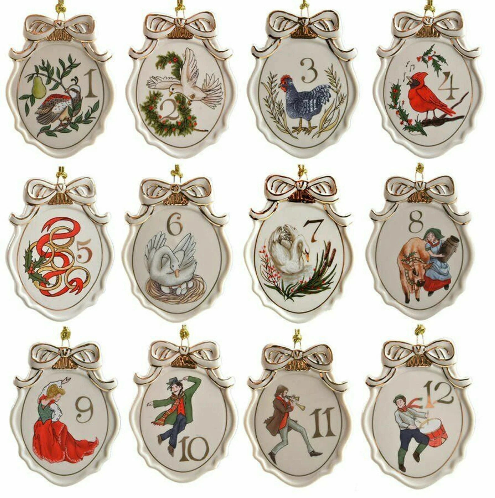 Lenox Twelve Days of Christmas Ornament Set of 12 Christmas Ornaments Lenox Twelve Days of Christmas Ornament Set of 12 Christmas Ornaments