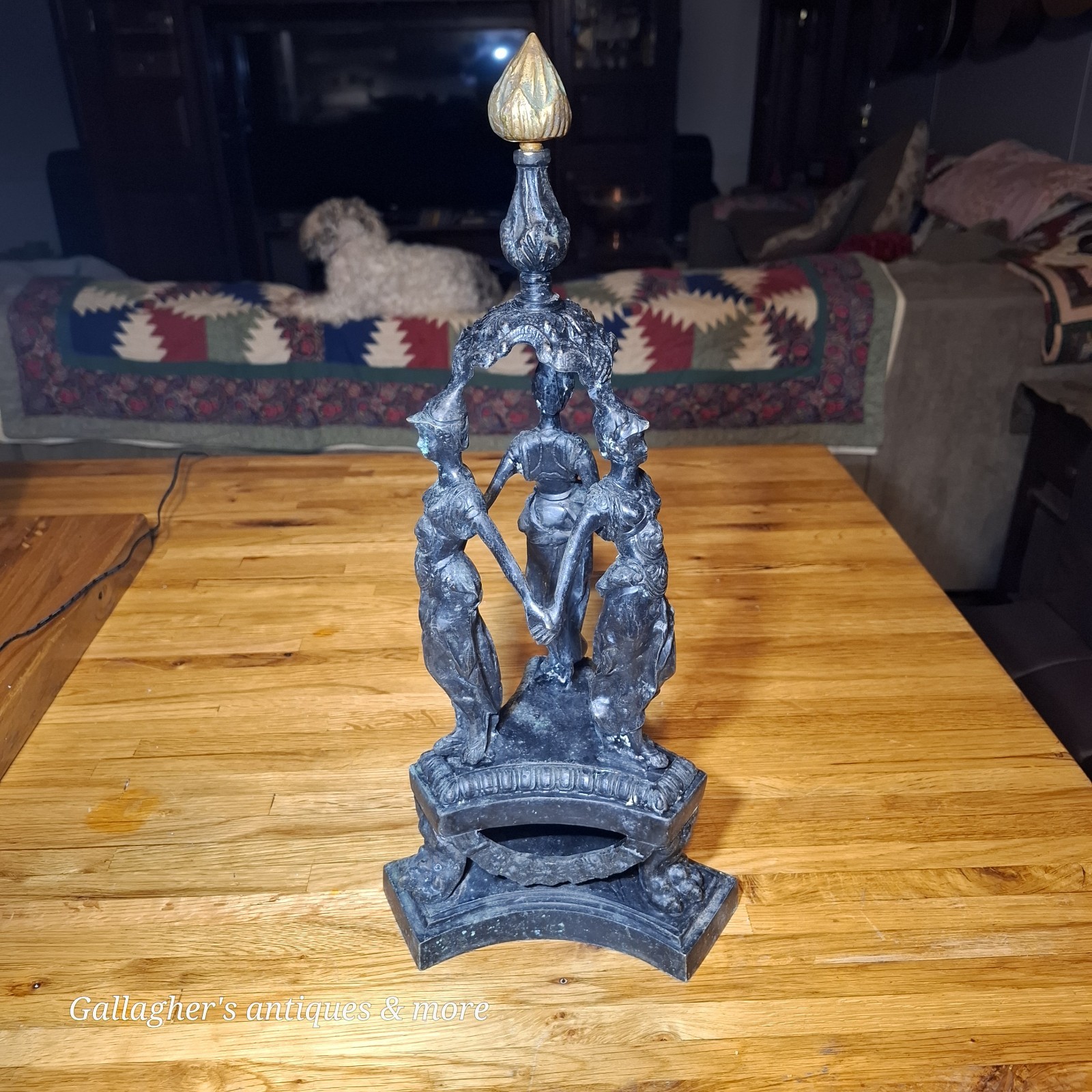 VINTAGE MYTHOLOGICAL 3 GRACES ART NOUVEAU STYLE BRONZE OR BRASS STATUE 17" VINTAGE MYTHOLOGICAL 3 GRACES ART NOUVEAU STYLE BRONZE OR BRASS STATUE 17"
