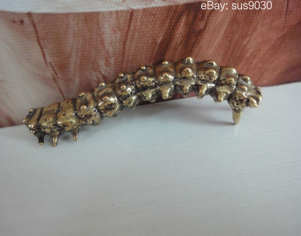 Vintage Solid Brass Copper Crawling Caterpillar Figurine Insect Statue Vintage Solid Brass Copper Crawling Caterpillar Figurine Insect Statue
