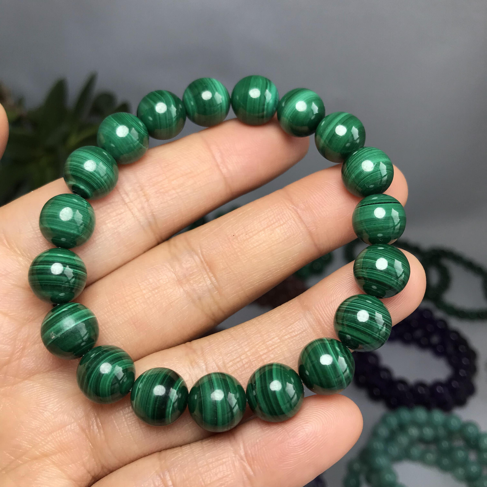 10mm Natural malachite gemstone Crystal chain beads bracelet 39-40g A5262 10mm Natural malachite gemstone Crystal chain beads bracelet 39-40g A5262
