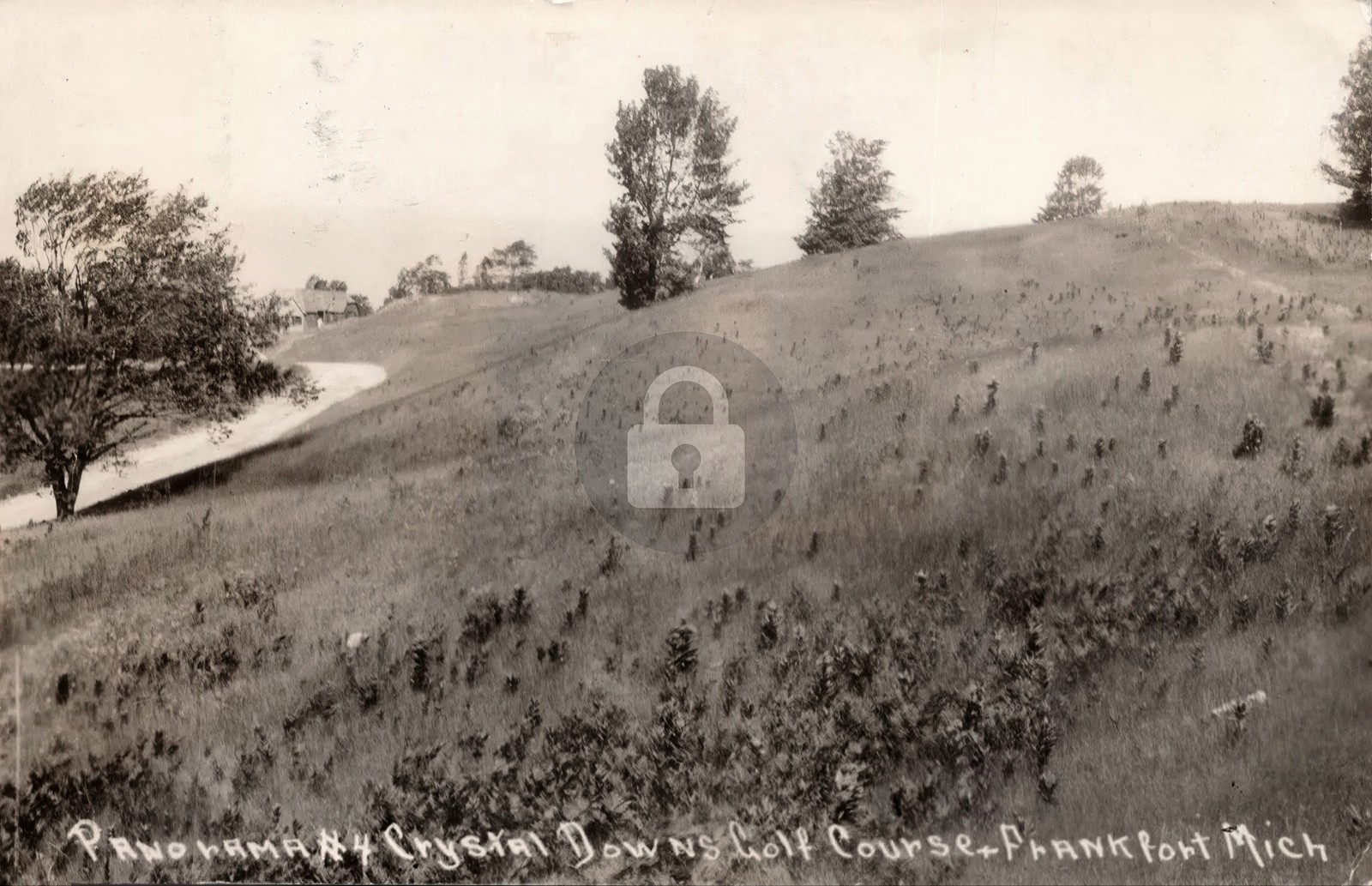 Crystal Downs Golf Course Panorama Frankfort Michigan MI c1932 RPPC COPY