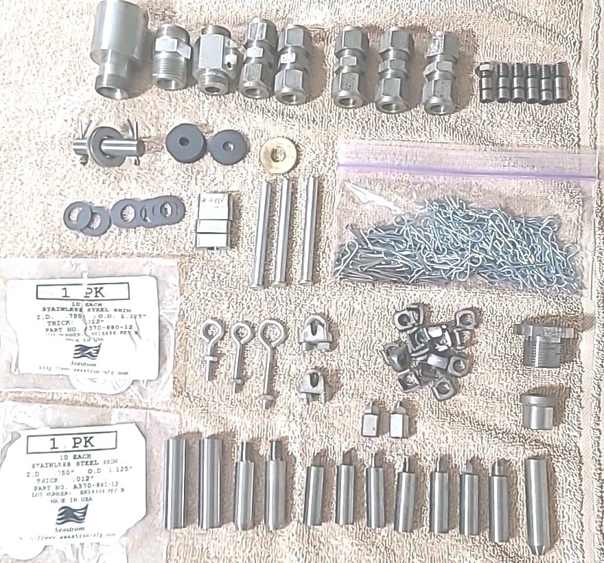 Machinist Tool Lot. Shims, Cotter Pins, Fittings, Cable Clamps, Random Parts.
