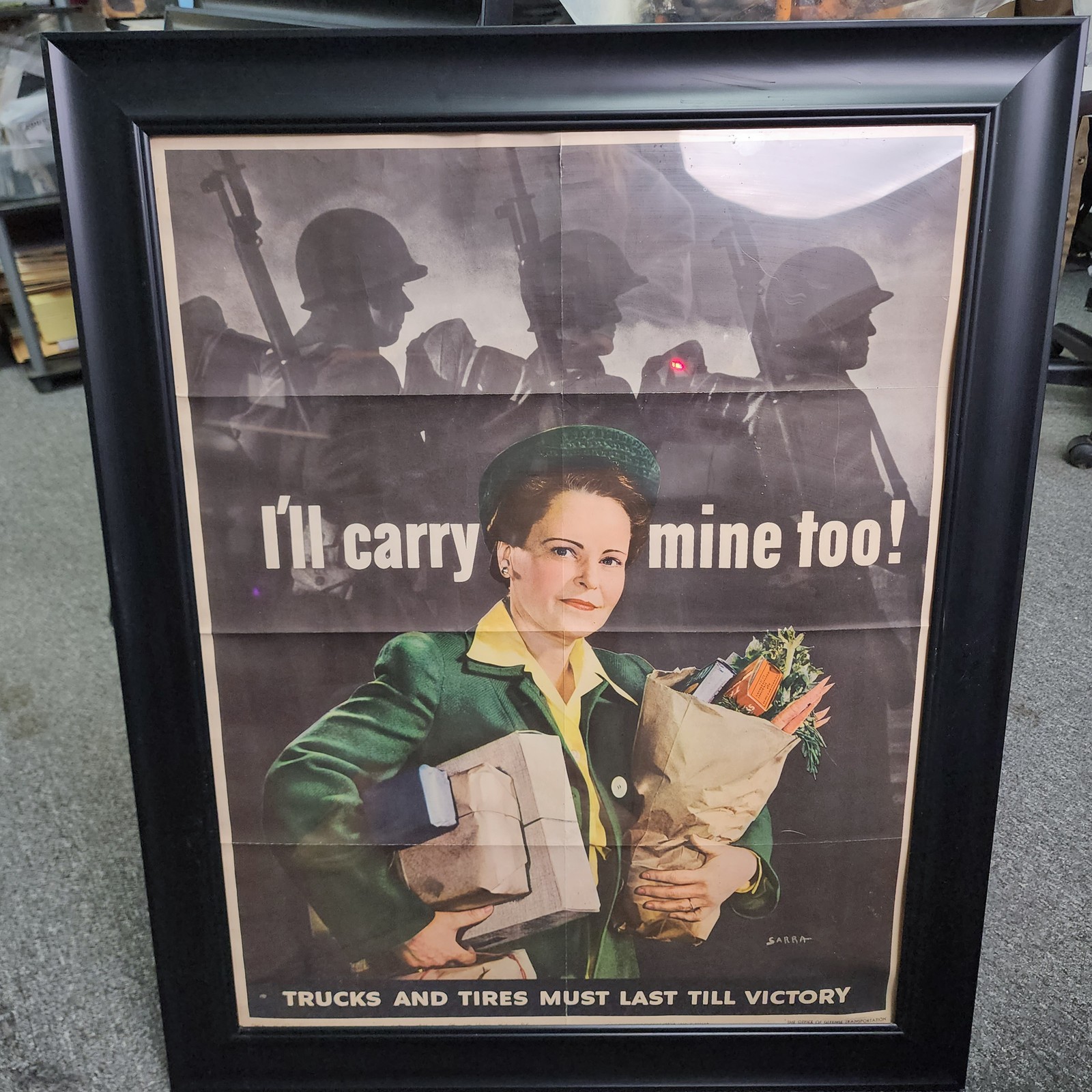 Original WW2 Poster - I'll Carry Mine Too Framed 28x40 Vintage Military Art πͺ Original WW2 Poster - I'll Carry Mine Too Framed 28x40 Vintage Military Art πͺ