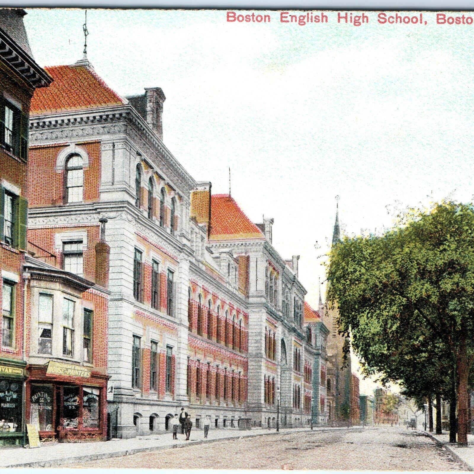 c1910s Boston, MA English High School Downtown Robbins Bros Litho Mass. A145