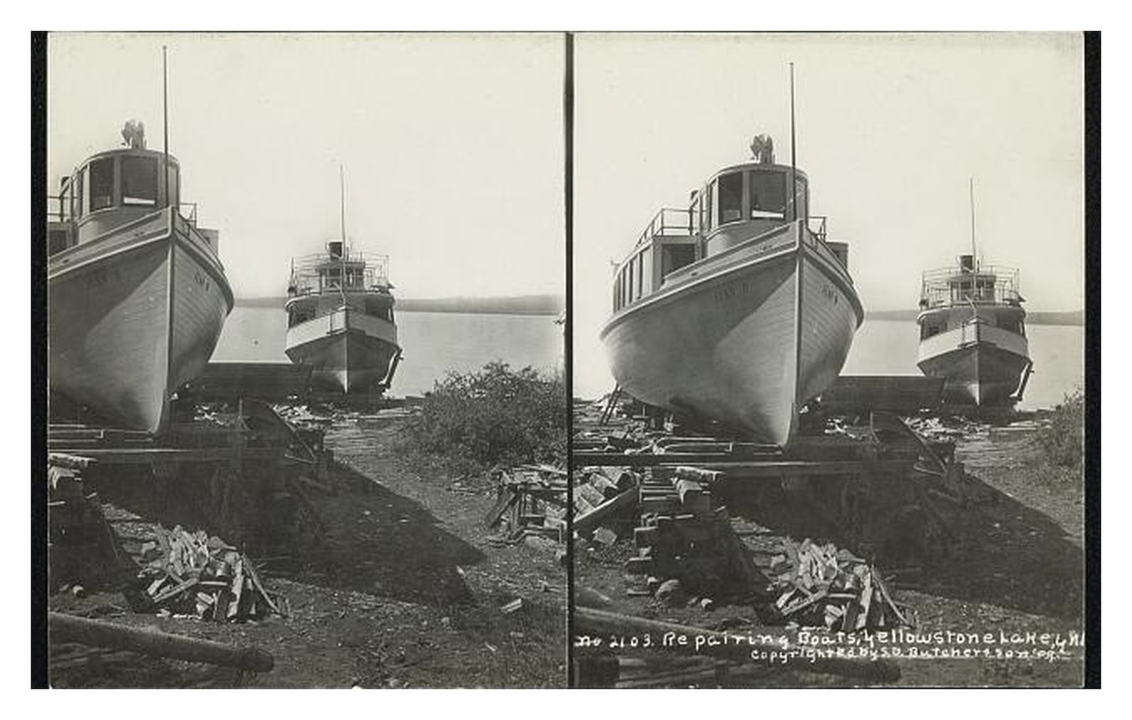 Yellowstone Lake Repairing Boats Standard Postcard Yellowstone Lake Repairing Boats Standard Postcard