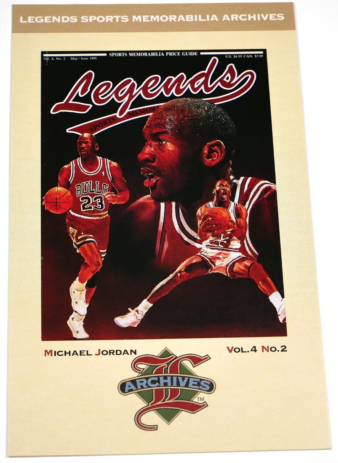 RARE 1991 LEGENDS SPORTS MAGAZINE UNUSED POSTCARD of MICHAEL JORDAN RED JERSEY RARE 1991 LEGENDS SPORTS MAGAZINE UNUSED POSTCARD of MICHAEL JORDAN RED JERSEY