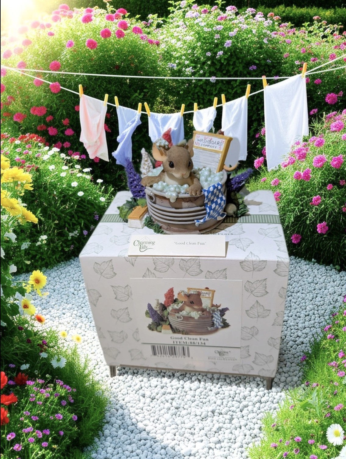 *RARE* *NIB* Charming Tails "Good Clean Fun" 88/134 Mouse Washtub Bubbles Cute *RARE* *NIB* Charming Tails "Good Clean Fun" 88/134 Mouse Washtub Bubbles Cute