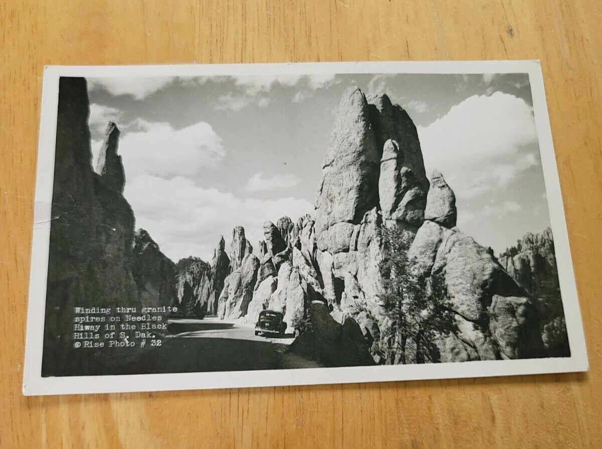 RPPC B&W Postcard Black Hills South Dakota Granite Spires Needles Highway