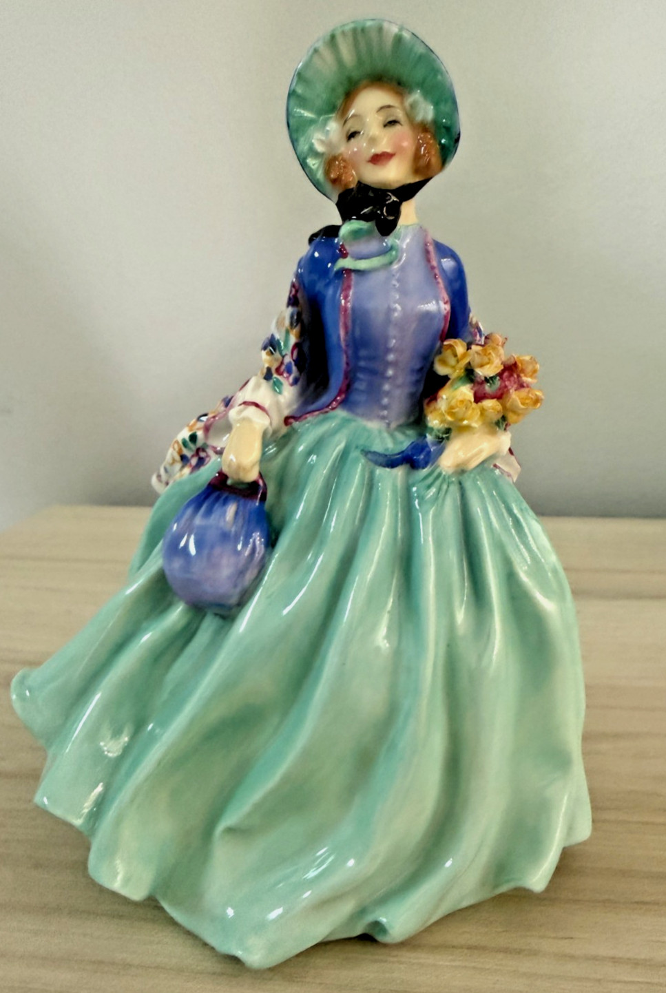 Vintage Royal Doulton "Honey" Figurine HN 1910 - Blue Dress / Green Skirt - Mint