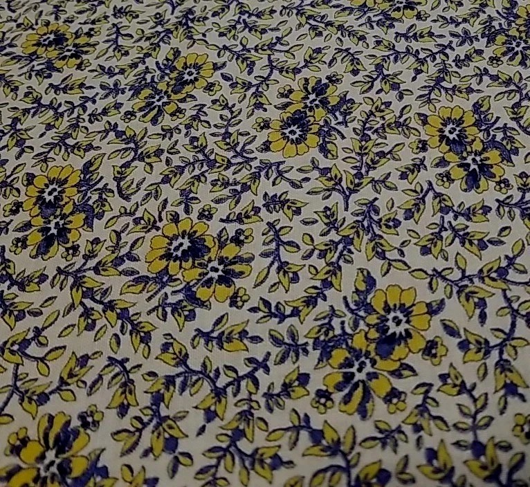 Antique Feedsack, 39"×36", Dark Navy Blue And Cone Flower Yellow, No Flaws Antique Feedsack, 39"×36", Dark Navy Blue And Cone Flower Yellow, No Flaws
