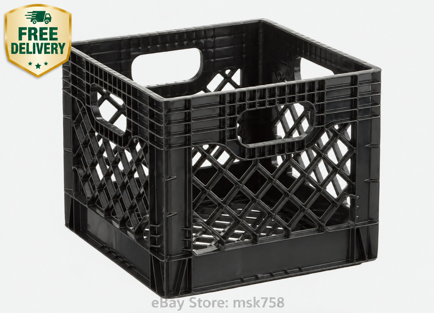 Juggernaut Storage 16QT Heavy-Duty Plastic Milk Crate Black with Built-in Handle Juggernaut Storage 16QT Heavy-Duty Plastic Milk Crate Black with Built-in Handle