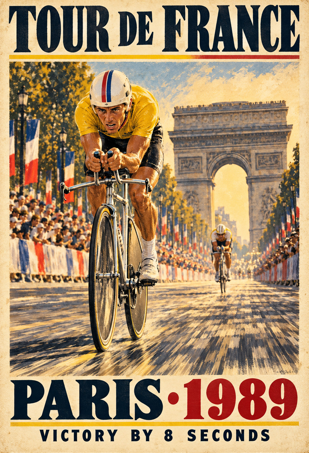 1989 Tour de France Paris Final Time Trial Greg LeMond 13x19 Poster 1989 Tour de France Paris Final Time Trial Greg LeMond 13x19 Poster