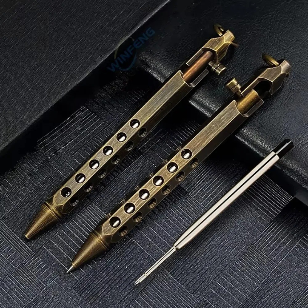 Portable Brass Pen Medium Point 1.0mm Retro Ballpoint Pen Bolt Action Smooth Wri Portable Brass Pen Medium Point 1.0mm Retro Ballpoint Pen Bolt Action Smooth Wri