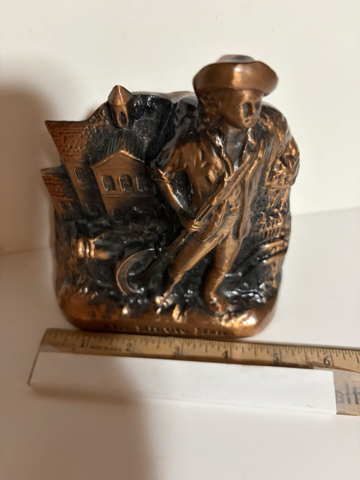 The Minute Man Copper Farmers and Merchants Bank of Highland Illinois COIN BANK The Minute Man Copper Farmers and Merchants Bank of Highland Illinois COIN BANK