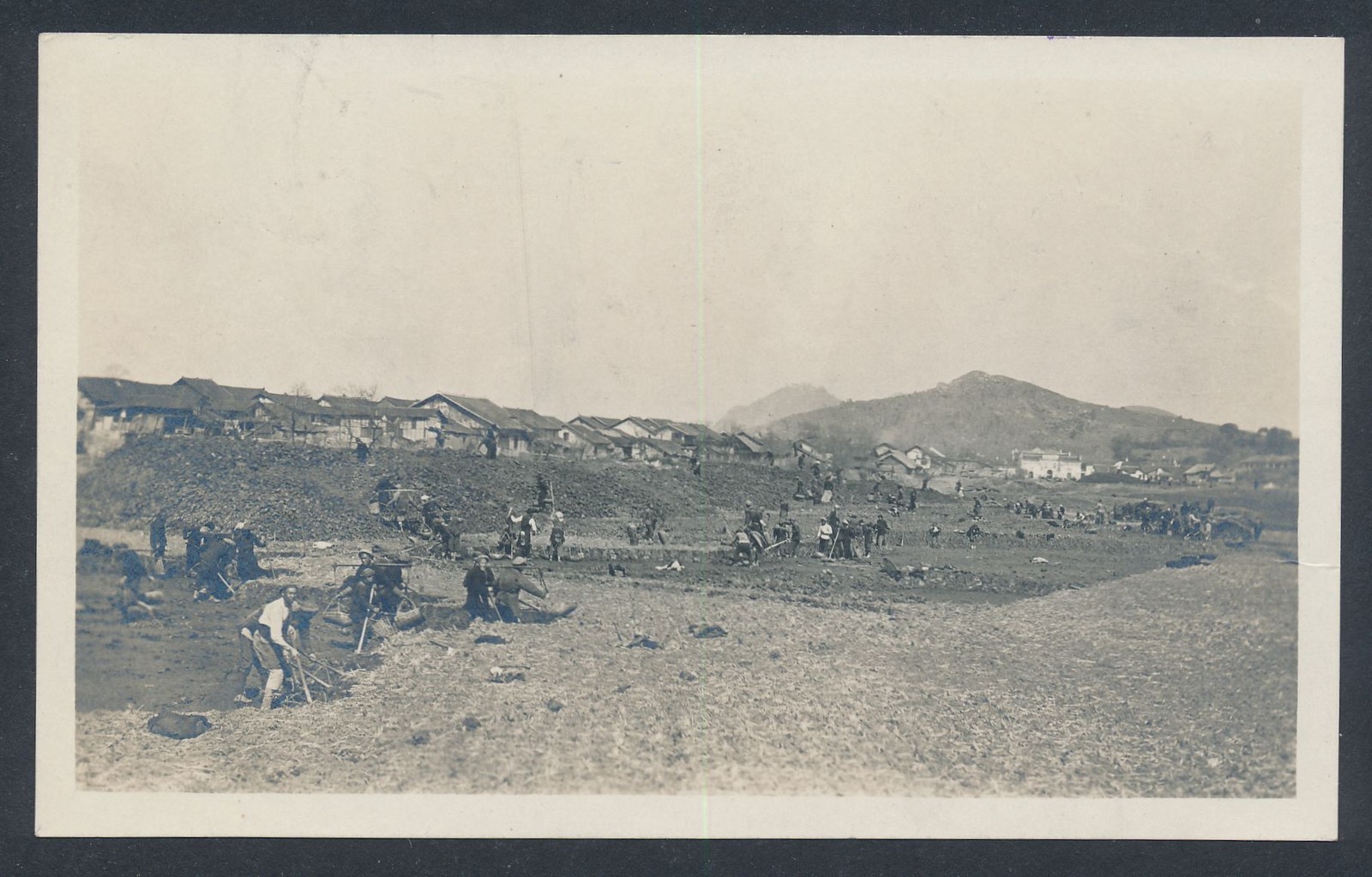1910's Hunan China MILITARY ROAD WORKERS Vintage Photos (Set of 2)
