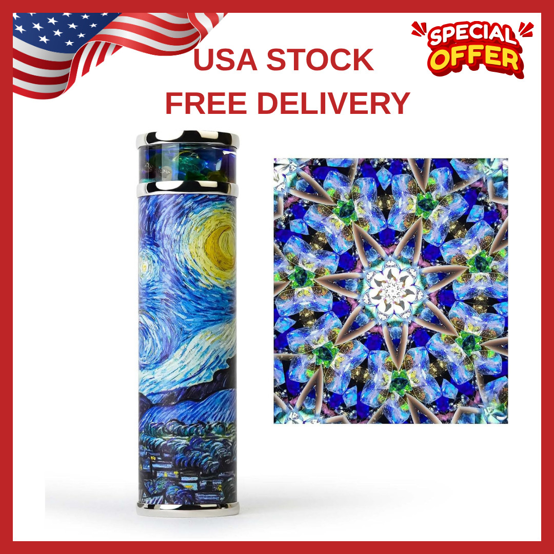 The Starry Night Kaleidoscope,5.5" Handmade Rotatable Oil-Filled Core Box Full V