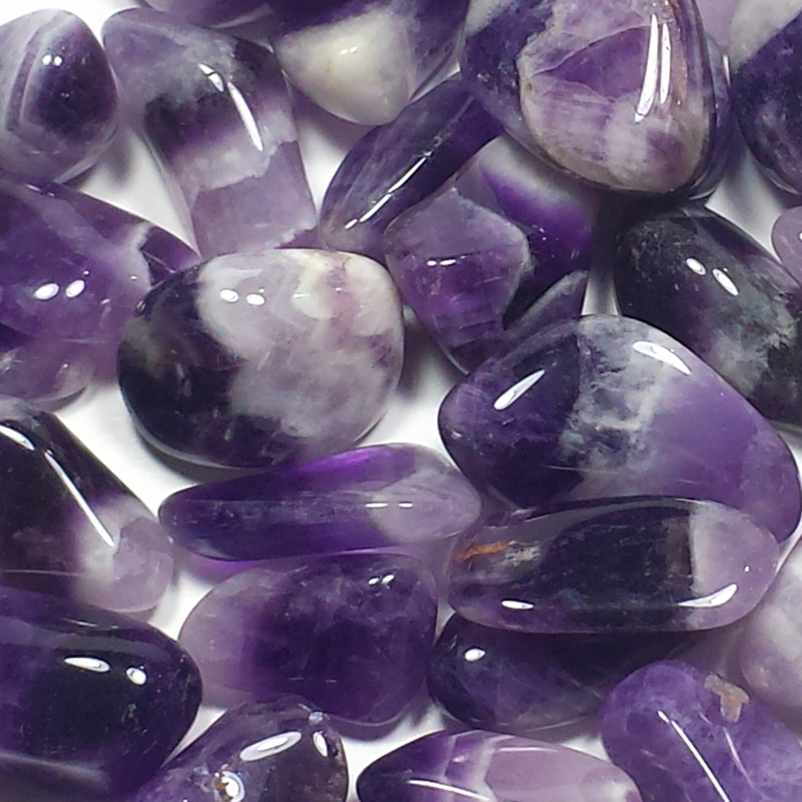 Chevron Amethyst Tumbled Stones, Polished Crystals, 8 oz Lot Chevron Amethyst Tumbled Stones, Polished Crystals, 8 oz Lot