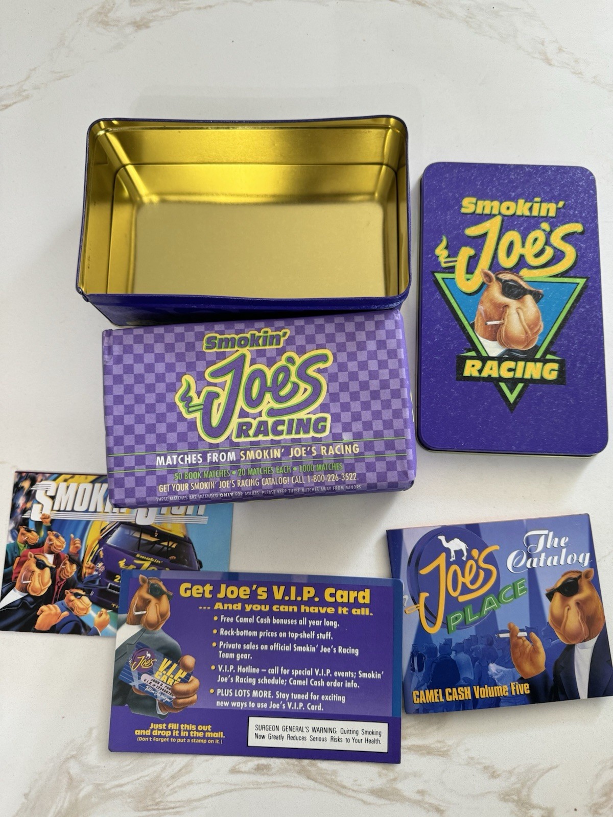 Vintage 1994 Camel Smokin Joe's Racing Tin 50 Sealed Matchbooks NASCAR Promo Vintage 1994 Camel Smokin Joe's Racing Tin 50 Sealed Matchbooks NASCAR Promo