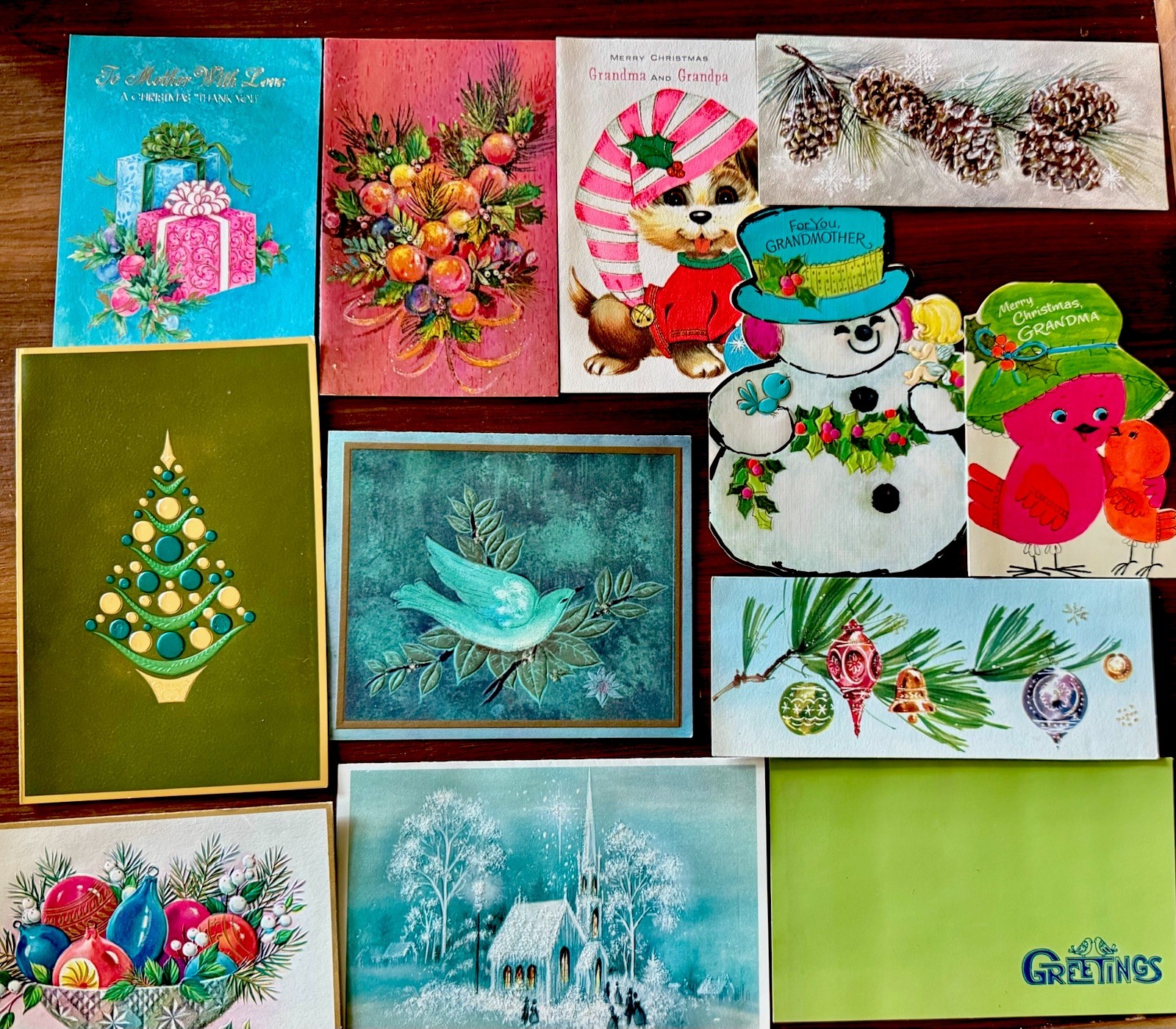 Lot of 12 Vintage MCM Holiday/Christmas Cards 1950s/1970s USED Mod Groovy Lot of 12 Vintage MCM Holiday/Christmas Cards 1950s/1970s USED Mod Groovy