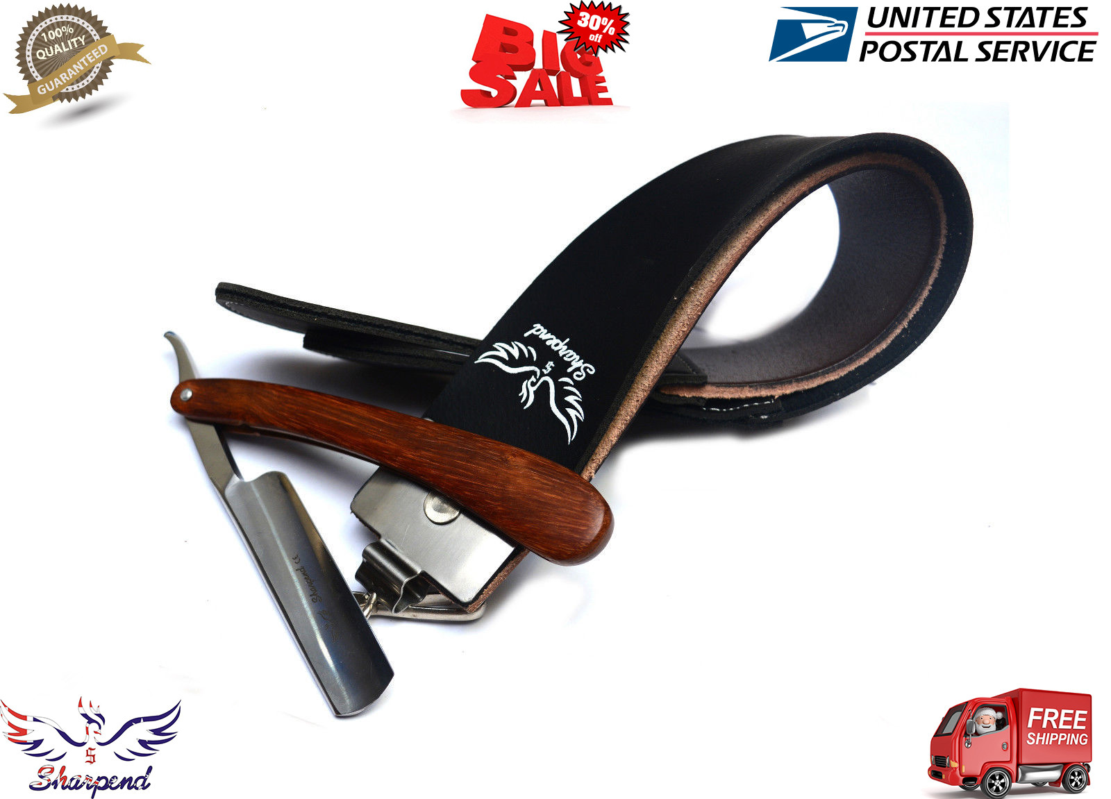 VINTAGE BARBER SALON STRAIGHT CUT THROAT SHAVING RAZOR With Leather strop Belt VINTAGE BARBER SALON STRAIGHT CUT THROAT SHAVING RAZOR With Leather strop Belt