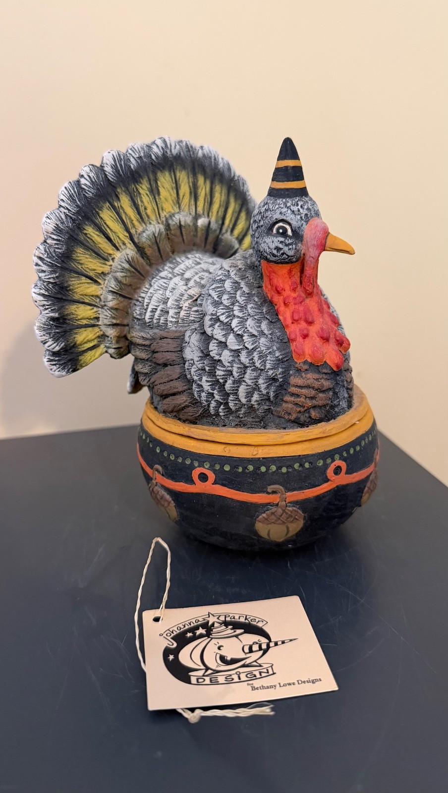 Bethany Lowe Johanna Parker Turkey Acorn Candy Bowl Retired Bethany Lowe Johanna Parker Turkey Acorn Candy Bowl Retired