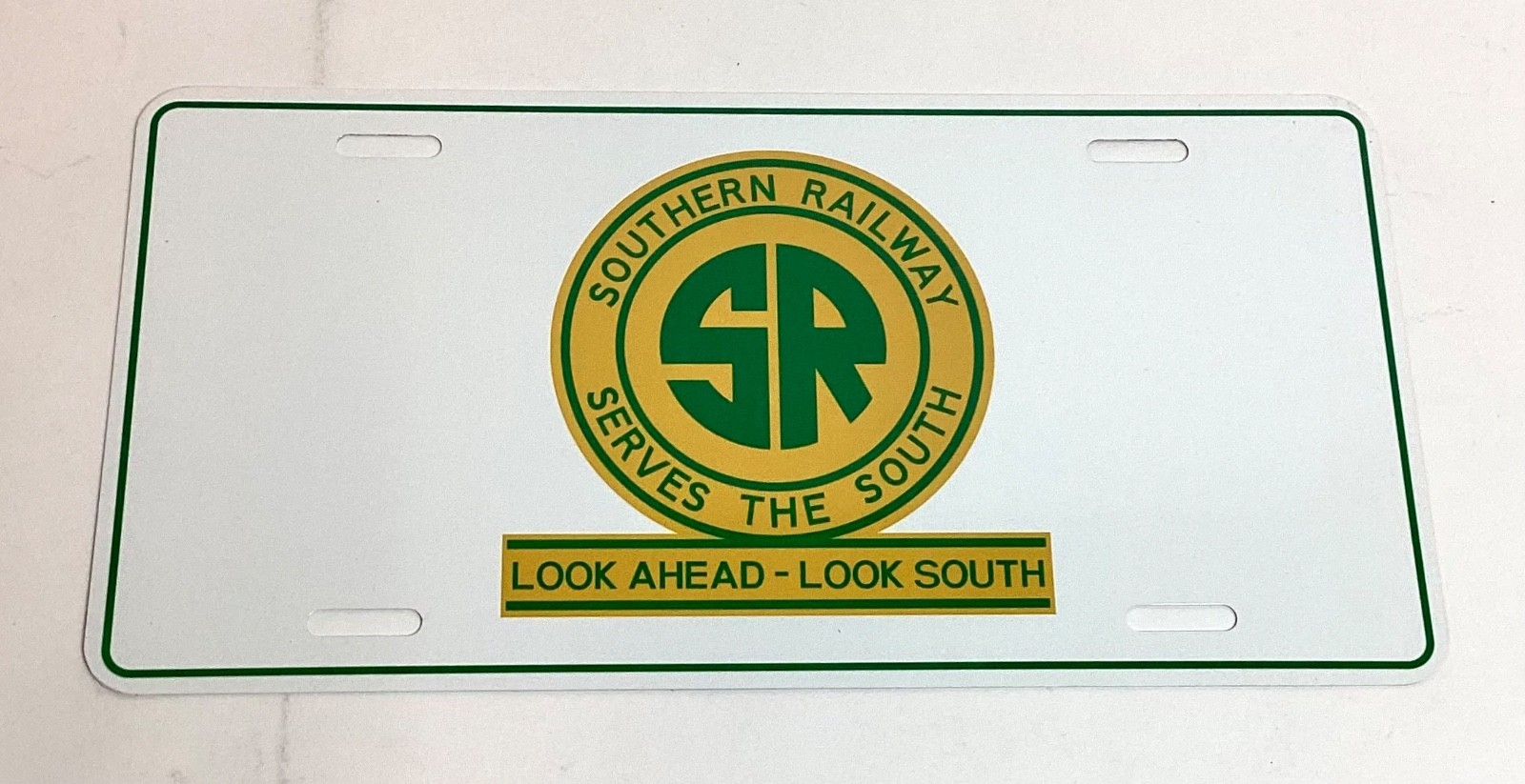 NOS Southern Railway "Serves The South" Look Ahead-Look South License Plate NOS Southern Railway "Serves The South" Look Ahead-Look South License Plate