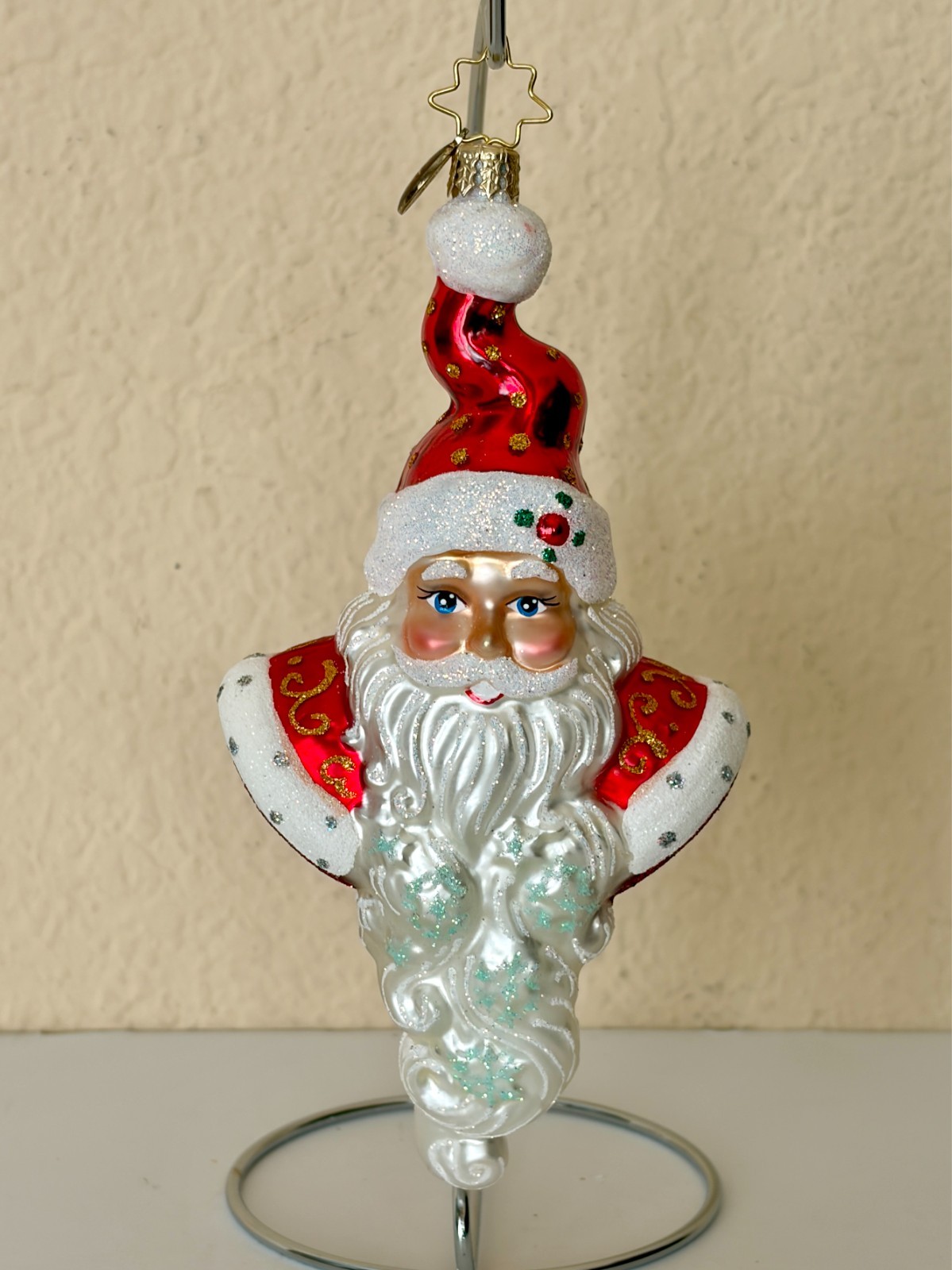 RARE Christopher Radko Santa Head w/ Straight Up Hat Ornament – Excellent Cond RARE Christopher Radko Santa Head w/ Straight Up Hat Ornament – Excellent Cond