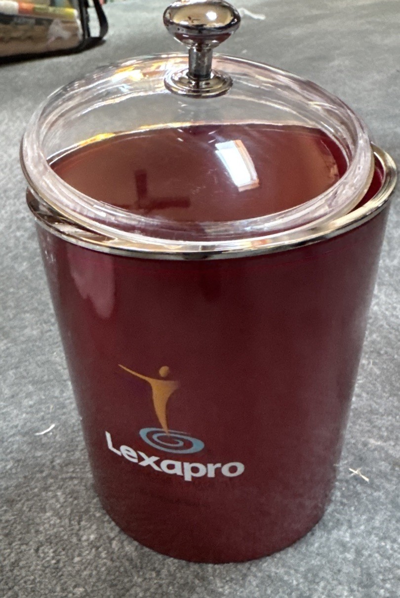 Lexapro Drug Rep Promo Cotton Ball Container 2000s. Nice Candy Jar