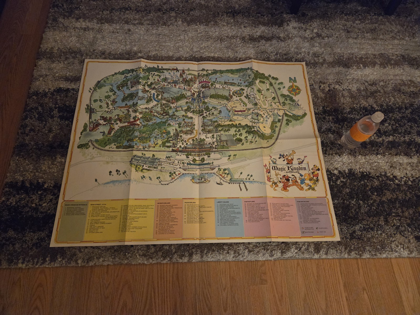 Circa 1975 Vintage Walt Disney World Magic Kingdom Large Map 40x32 Original