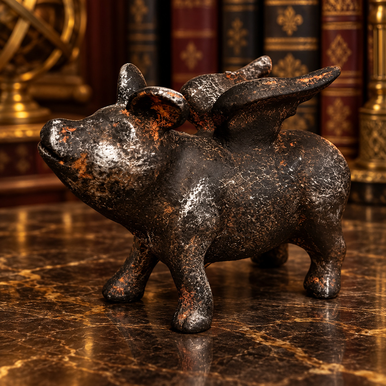 Antique Cast Iron Flying Pig Figurine Vintage Heavy Paperweight or Doorstop Antique Cast Iron Flying Pig Figurine Vintage Heavy Paperweight or Doorstop