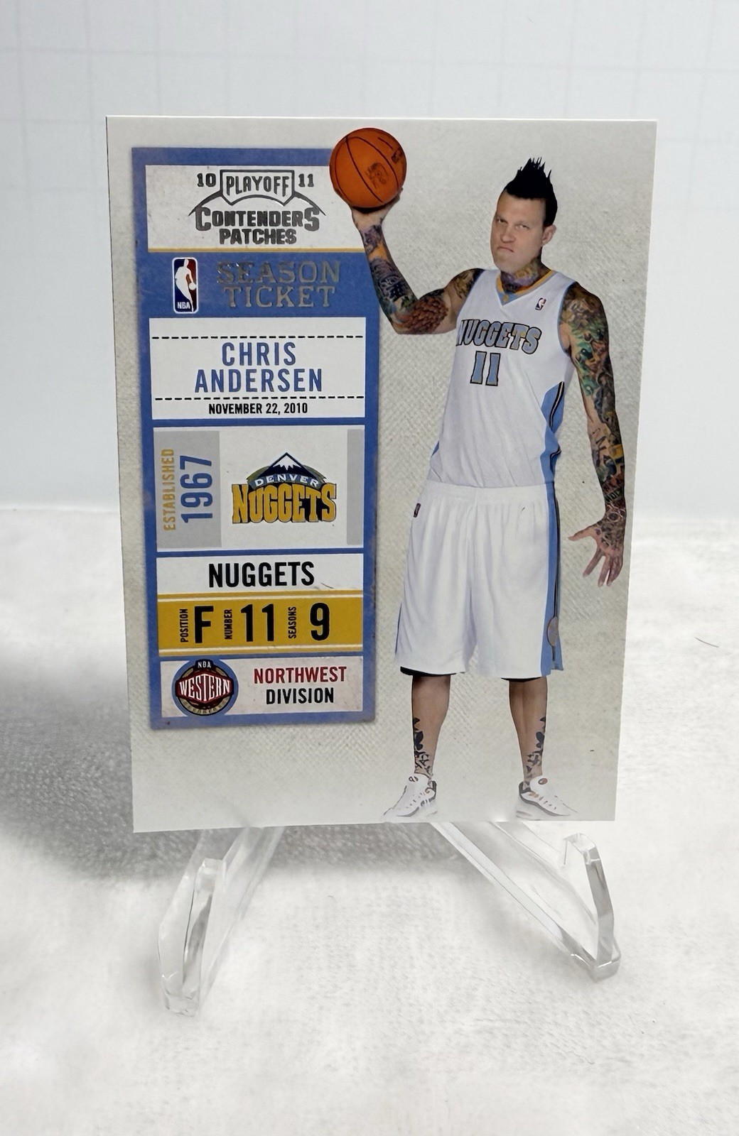 2011 Panini Playoff #20 Nuggets Birdman Heat Cavs Chris Andersen Basketball Card 2011 Panini Playoff #20 Nuggets Birdman Heat Cavs Chris Andersen Basketball Card
