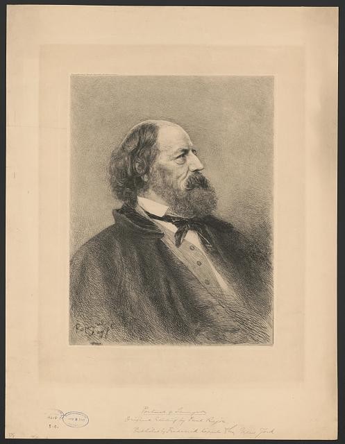 Photo:Alfred Lord Tennyson Portrait 1800s Engraved Bust Profile