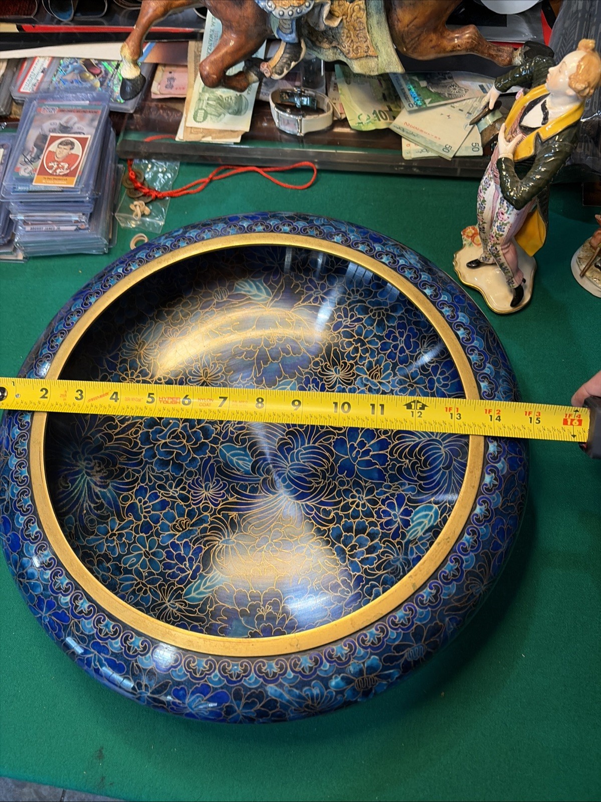Beautiful Chinese Cloisonne Brass Bowl 15"x 5" Cobalt Blue Florals Flawless Rare Beautiful Chinese Cloisonne Brass Bowl 15"x 5" Cobalt Blue Florals Flawless Rare