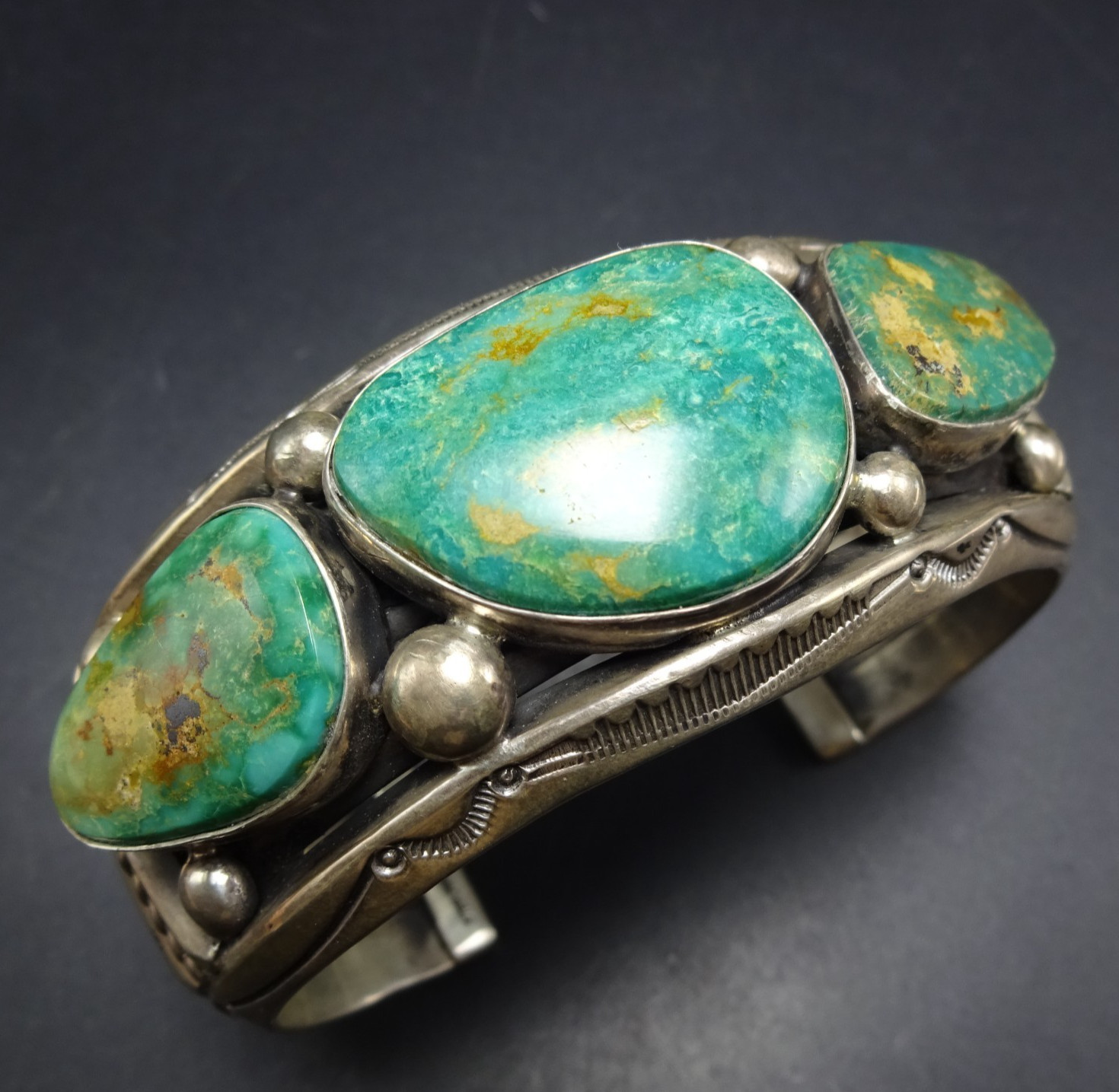 Navajo JEANETTE DALE Heavy Sterling Silver ROYSTON TURQUOISE Cuff BRACELET 176G Navajo JEANETTE DALE Heavy Sterling Silver ROYSTON TURQUOISE Cuff BRACELET 176G