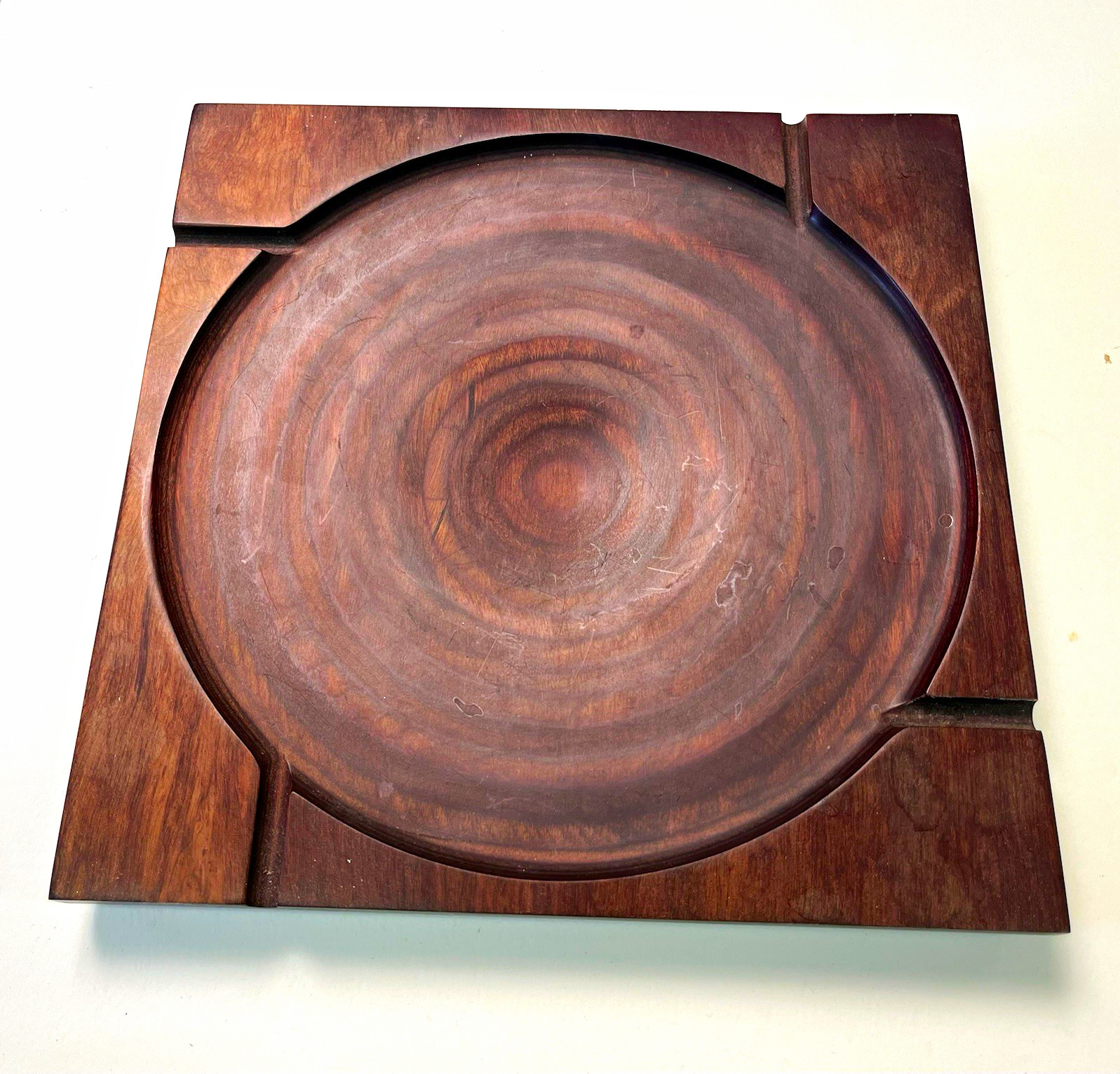 Shur Wood Designs Mid-Century turned wooden tray for cigarettes/ serving options