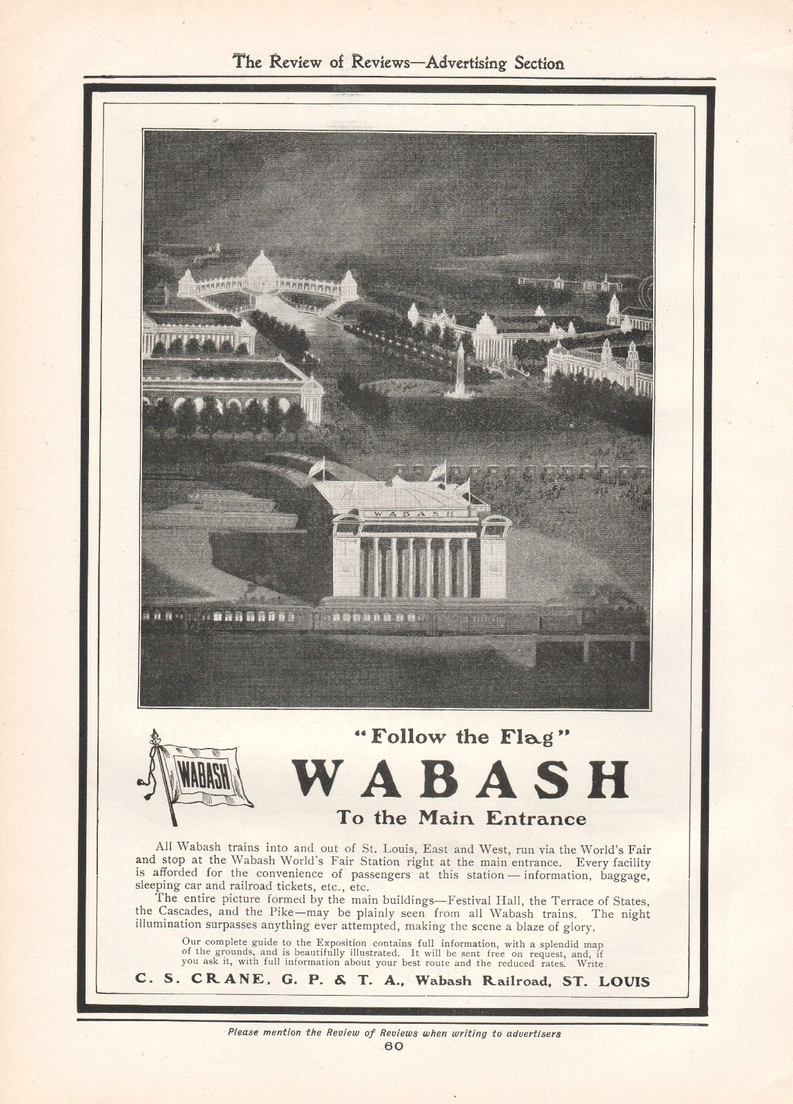 1904 St Louis World Fair Wabash Railroad Train Depot Original Full-Page Print Ad 1904 St Louis World Fair Wabash Railroad Train Depot Original Full-Page Print Ad