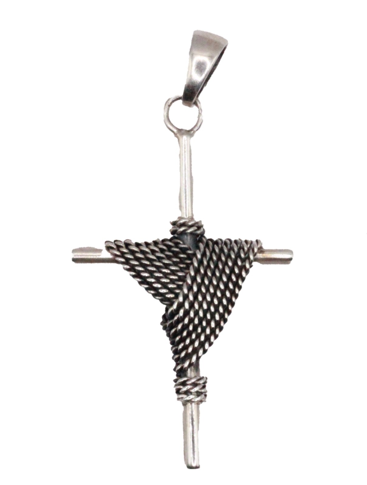 Rope Cross .925 Sterling Silver Pendant - Cross .925 Sterling Rope Cross .925 Sterling Silver Pendant - Cross .925 Sterling