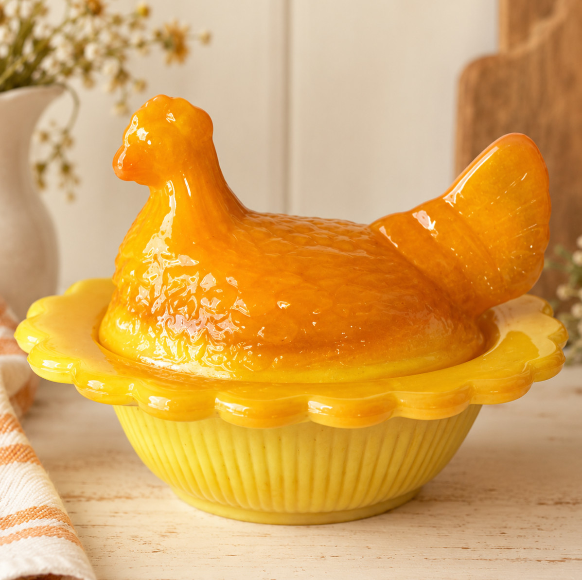 Vintage Mosser Orange Slag Glass Hen on Nest Salt Cellar 3" Miniature MINT Vintage Mosser Orange Slag Glass Hen on Nest Salt Cellar 3" Miniature MINT
