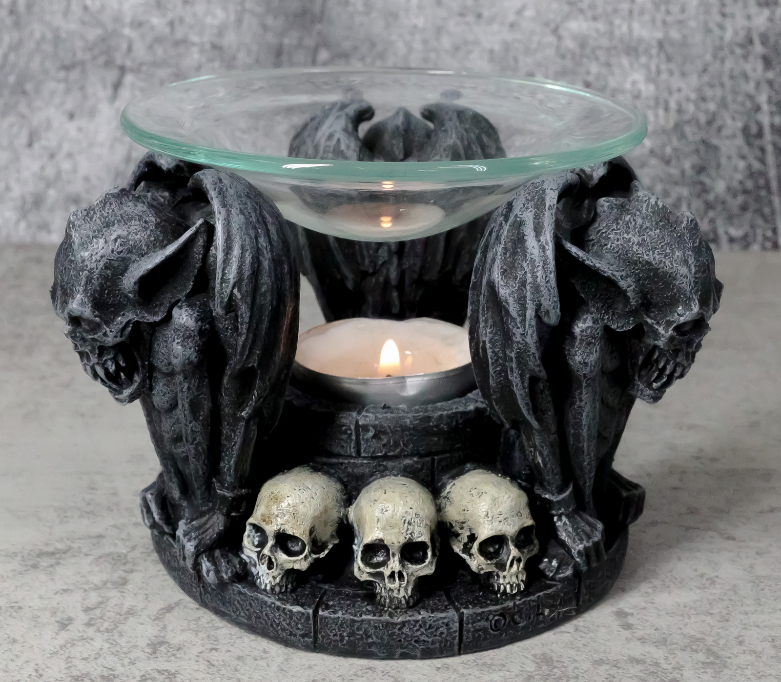 Nosferatu Gothic Vampire Gargoyles With Skulls Votive Candle Heat Oil Warmer Nosferatu Gothic Vampire Gargoyles With Skulls Votive Candle Heat Oil Warmer