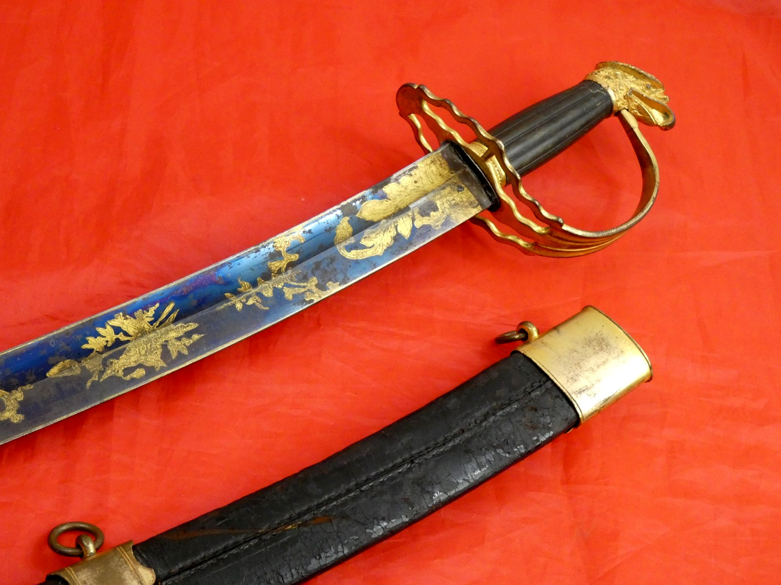 RARE VARIANT ANTIQUE AMERICAN EAGLE HEAD SWORD BLUE / GOLD BLADE 1812 WAR dagger RARE VARIANT ANTIQUE AMERICAN EAGLE HEAD SWORD BLUE / GOLD BLADE 1812 WAR dagger