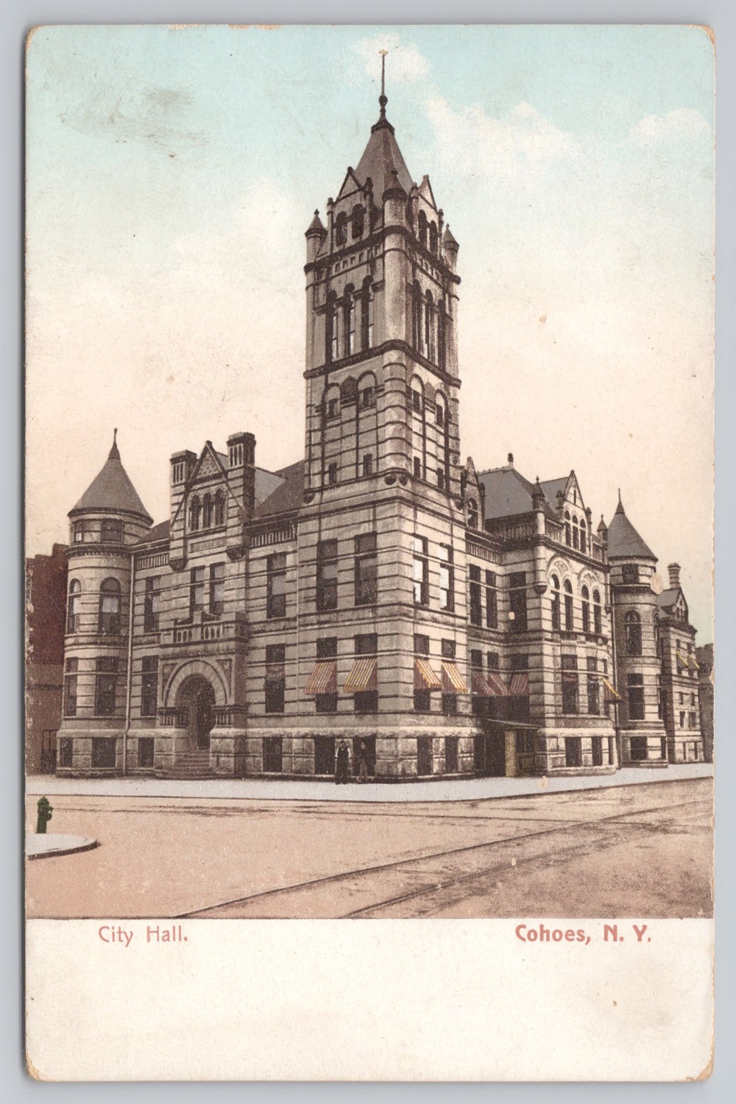 Vintage Cohoes NY Postcard c.1905 Street Scene City Hall Udb Polychrome Vintage Cohoes NY Postcard c.1905 Street Scene City Hall Udb Polychrome