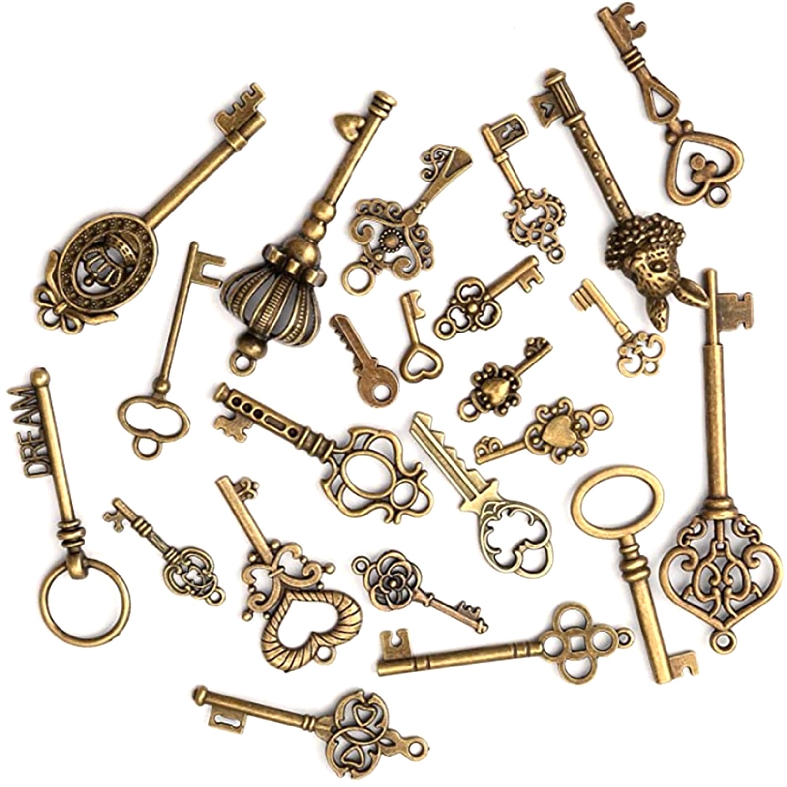 46PCS Old Vintage Antique Skeleton Keys Lot Large Small Necklace Pendant Bronze 46PCS Old Vintage Antique Skeleton Keys Lot Large Small Necklace Pendant Bronze