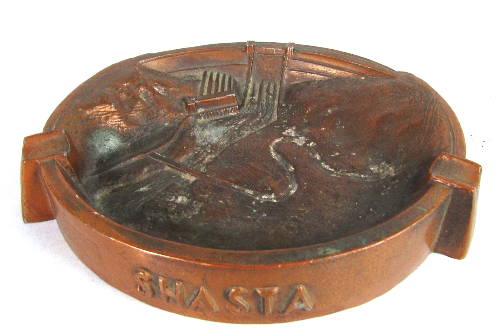 SHASTA DAM Vintage Bronzed Metal Souvenir Building Cigar Ashtray Dodge 1950's SHASTA DAM Vintage Bronzed Metal Souvenir Building Cigar Ashtray Dodge 1950's
